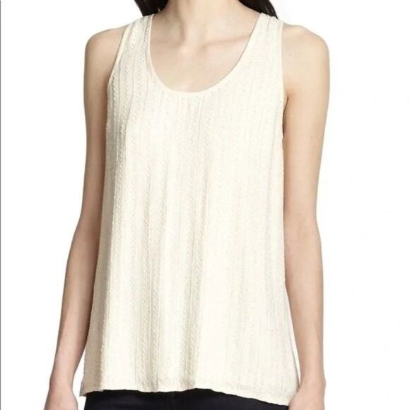 Joie Tops - JOIE Beaded Starleen Tank Top Sz M Ivory Fully Lined Scoop Neck $298 Dressy NEW